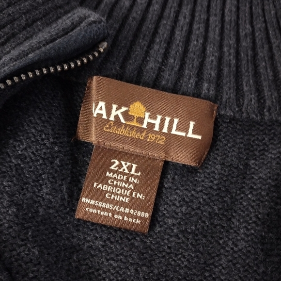 Oak Hill quarter zip pull over sweater with waffle knit front and elbow patches - Picture 6 of 13